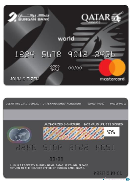 Download Qatar Burgen Bank Qatar Airways Co branded world mastercard Photoshop template